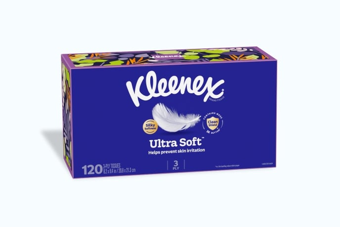 Mouchoirs Kleenex Ultra Doux - 4 Boîtes Plates - 120 Mouchoirs Par Boîte (480 Au Total) - 3 épaisseurs - Neuf